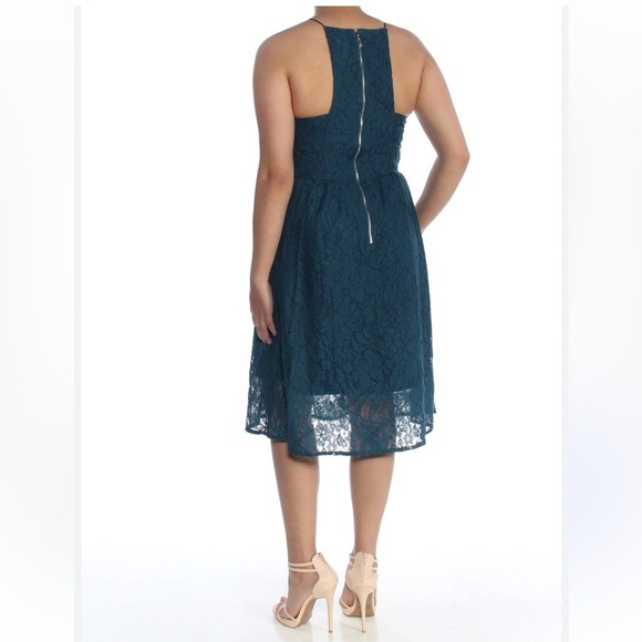 Kensie teal fit and flare mid dress sz M - Picture 7 of 8